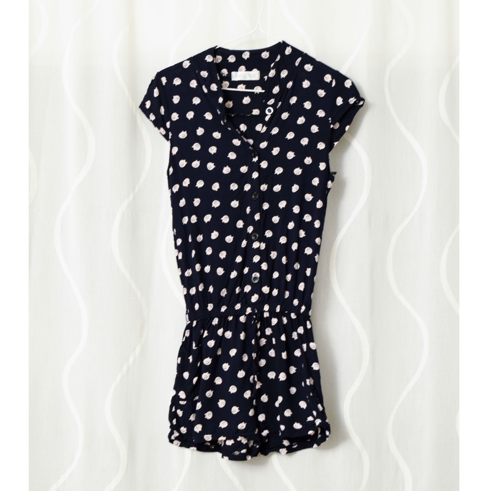 K-Fashion Black & White Kitty Cat Print Romper Playsuit | Size XS